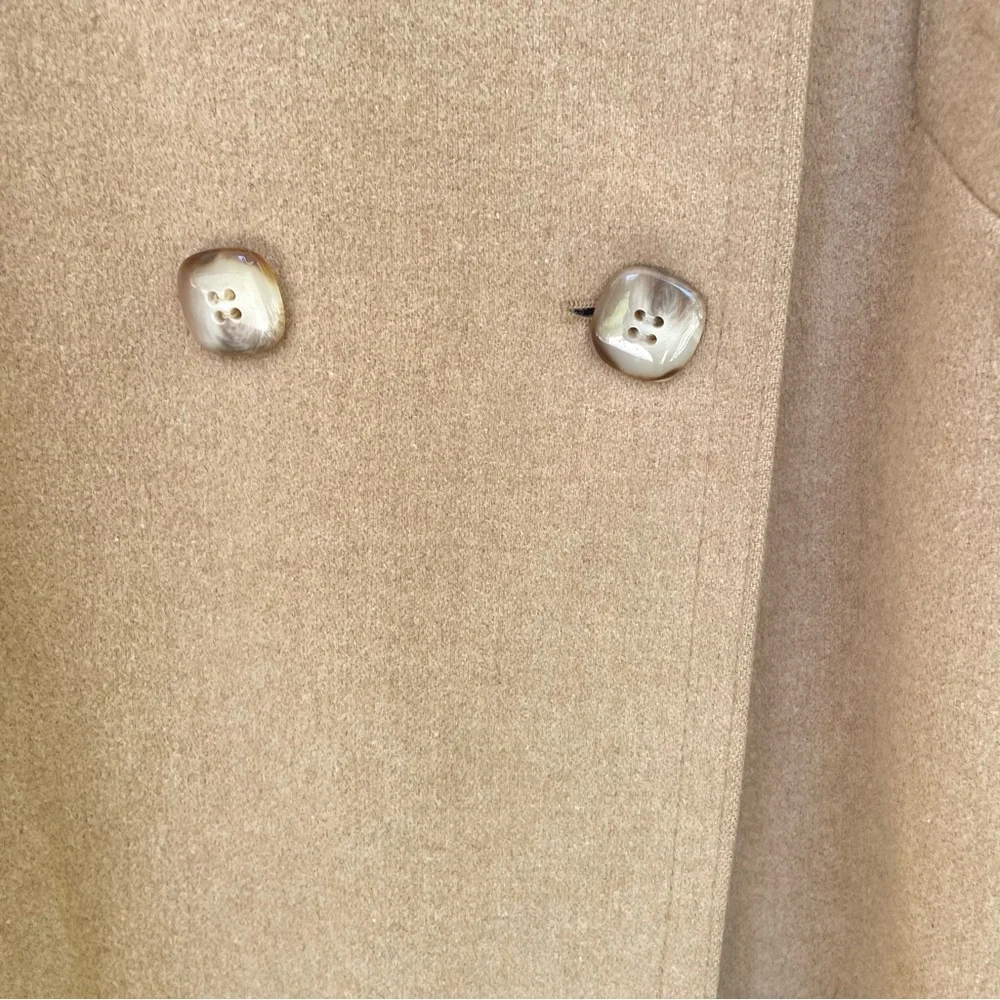 Fleurette Of California Camel Hair Double Breasted Long Trench Coat Tan L Work - Picture 4 of 14